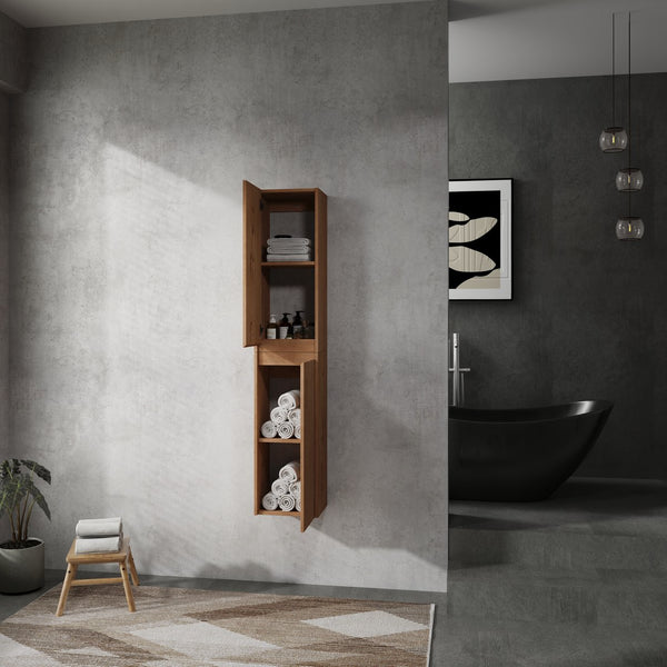 English Elm 12" Bathroom Side Cabinet - Sleek Wall-Mounted Organizer With Soft-Close Doors & Stylish Design W999S00216