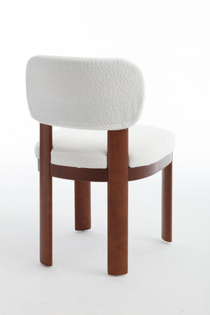 English Elm Farmhouse Fabric Upholstered Dining Chair Set Curved Back Solid Wood Legs for Two W3244P375750