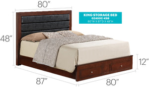English Elm Elegant Cherry King Storage Bed - Stylish, Spacious Design With Built-In Storage For Organized Bedrooms B078S00230