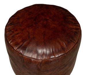 Sarreid Soccerball Stool - Antique Brown Leather Seating For Sports Fans, Unique Decor For Home & Office Brown  29377