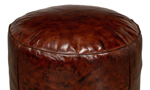 Sarreid Soccerball Stool - Antique Brown Leather Seating For Sports Fans, Unique Decor For Home & Office Brown  29377