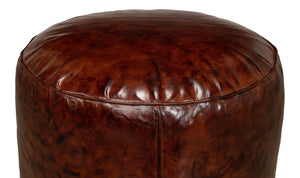 Sarreid Soccerball Stool - Antique Brown Leather Seating For Sports Fans, Unique Decor For Home & Office Brown  29377