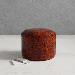 Sarreid Soccerball Stool - Antique Brown Leather Seating For Sports Fans, Unique Decor For Home & Office Brown  29377