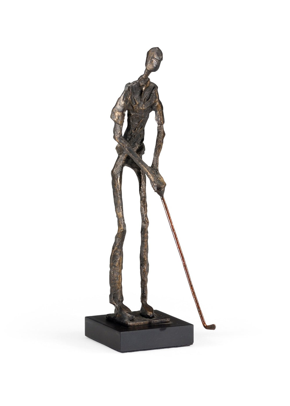 Wildwood Putting Bronze Cast-Metal Golfer Sculpture, 12" Elongated Modern Figure For Desk, Shelf Accent 293874