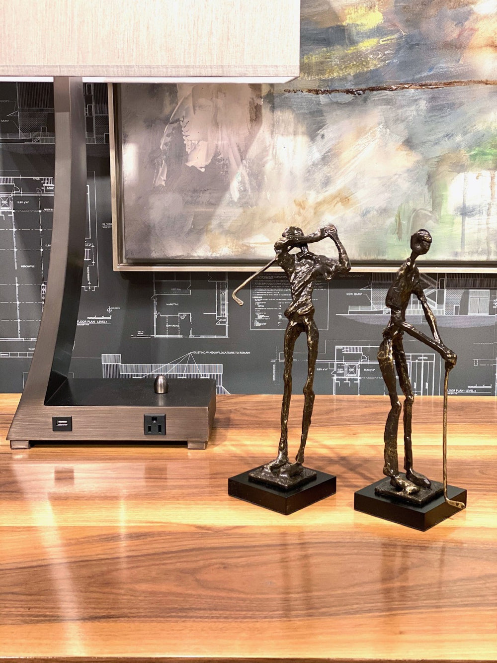 Wildwood Swinging Golfer Vintage-Style Bronze Alloy Sculpture, Elongated Mid-Swing Figurine For Desk Mantel (12") 293876