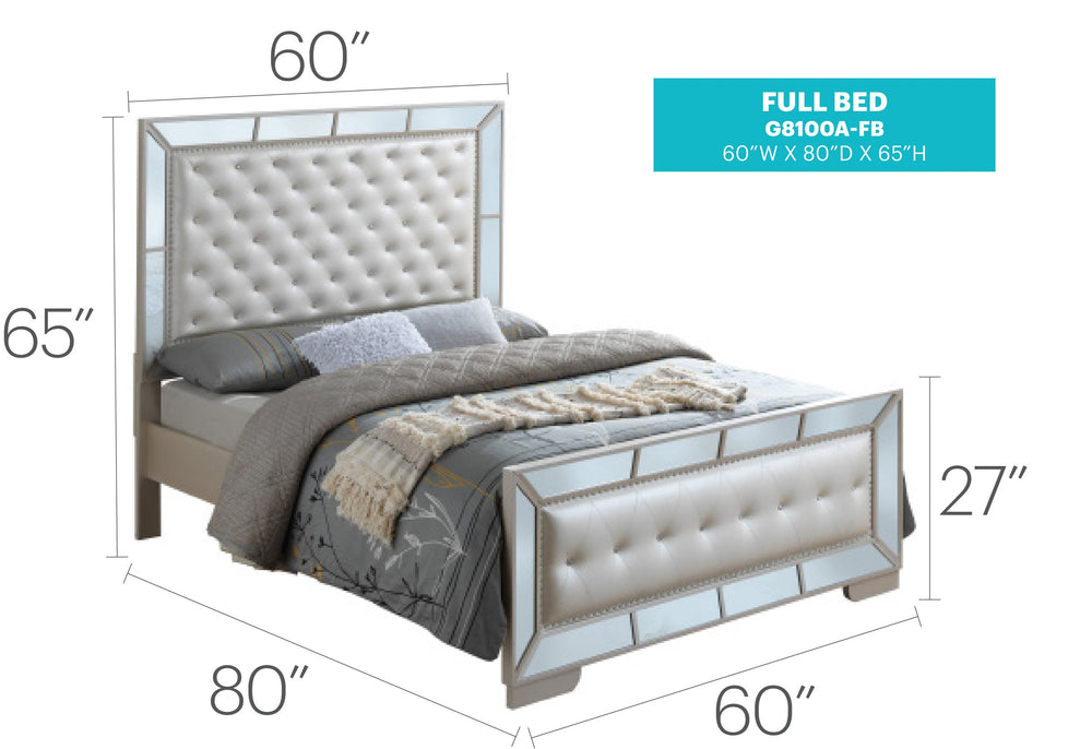 English Elm Contemporary Pearl Full Bed Off White - Spacious 64"H x 60"W x 87"D, Elegant Finish, Sturdy Build B078S00548