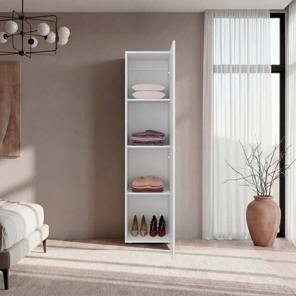 English Elm Kotlik Slim Dark Walnut Wardrobe with Four Shelves for Bedroom or Entryway B097P480463