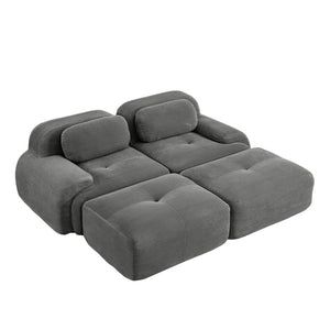 English Elm 2-seat Modular Corduroy Sofa Ergonomic Curved Design with Resilient Cushioning for Living Rooms Grey W714S01265