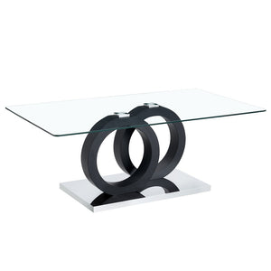 English Elm Modern Glass Top Coffee Table with Sculptural Mdf Base for Contemporary Living Rooms W3875P404317