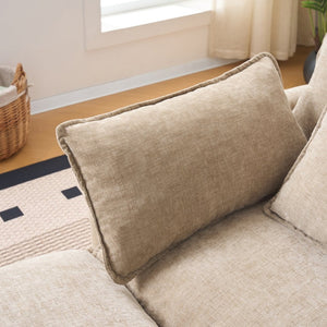 English Elm Beige Chenille Sectional Sofa with Modular Ottoman for Living Room or Studio Coffee W2603S00002