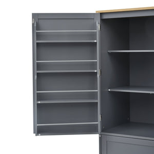 English Elm Topmax Freestanding Pantry Cabinet Gray Mdf with Drawers Door Shelves SP000046AAE