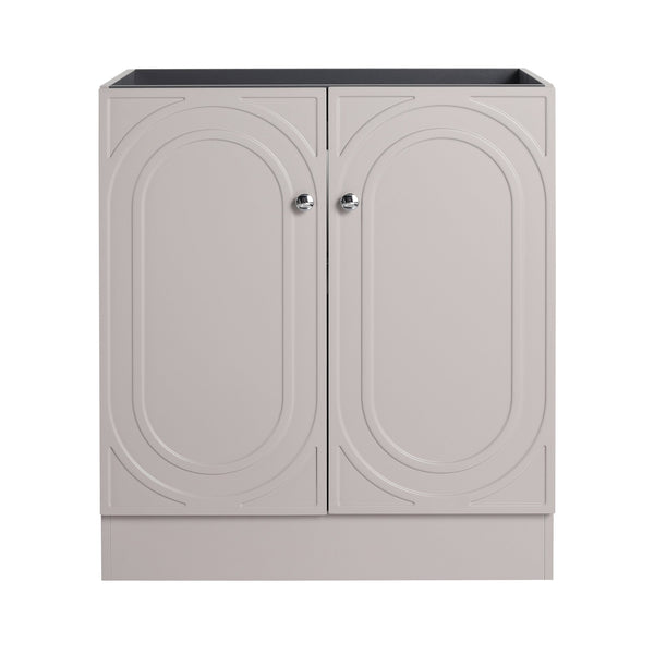 English Elm 30" Modern Freestanding Bathroom Vanity with Integrated Basin, Adjustable Shelf & 3 Metal Handles khaki W999P241054