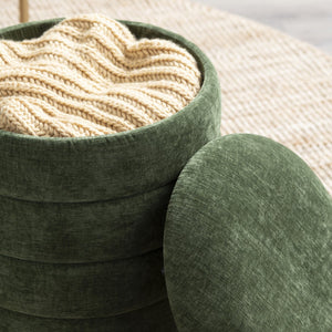 Crestview Collection Modern Storage Ottoman - Stylish Chenille Furniture For Living Room, Bedroom & Entryway Organization Green Mdf Evfzr3996dgrn