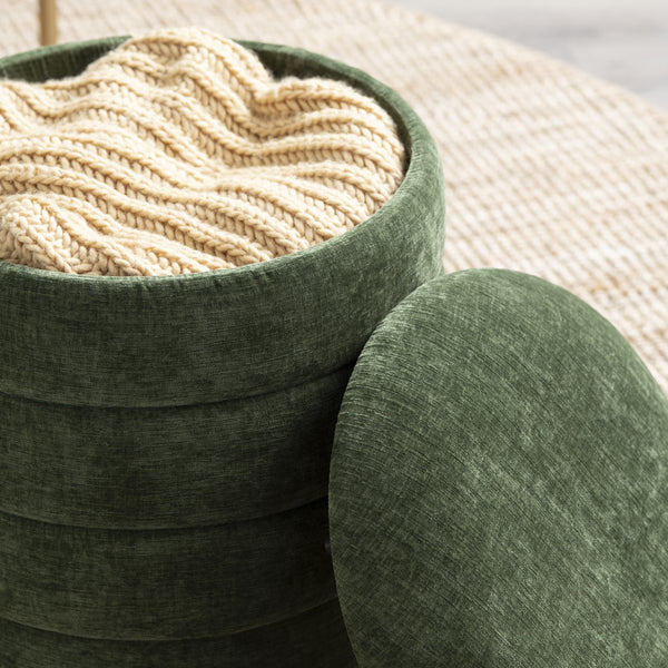 Crestview Collection Modern Storage Ottoman - Stylish Chenille Furniture For Living Room, Bedroom & Entryway Organization Green Mdf Evfzr3996dgrn