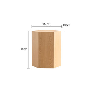 English Elm Hexagon Mdf End Table with Wood Grain Finish Fully Assembled for Small Living Spaces W3158P395507
