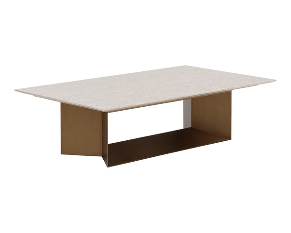 Sunpan SOLEEN Coffee Table - Elegant Marble Top with Brushed Gold Base for Modern Living Room Décor 112302