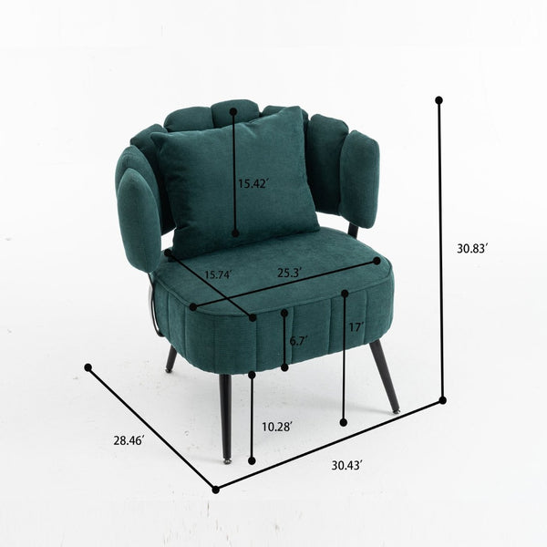 English Elm Decorative Chenille Barrel Tub Chair with Pocket Coil Cushion for Cozy Reading Nooks Green W5188P462020