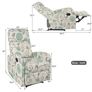 English Elm Christopher Knight Home® - Modern Recliner Plush Manual Recliner Chair with Ergonomic Support, 3-Position Backrest, Durable Fabric Comfort Beige+Blue N763P256491C
