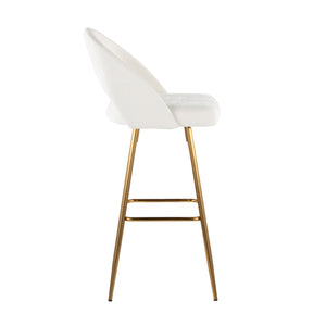 English Elm Fixed-height Metal Frame Barstools with Upholstered Seats and Geometric Footrest Set of 2 Cream,Gold B202S01934