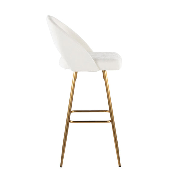 English Elm Fixed-height Metal Frame Barstools with Upholstered Seats and Geometric Footrest Set of 2 Cream,Gold B202S01934