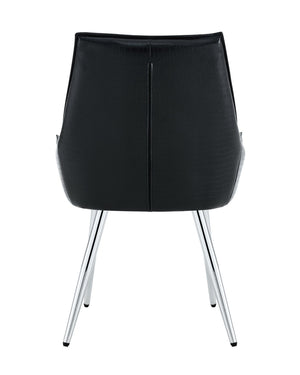 English Elm Crocodile Textured Pu Leather Accent Chair Diamond Tufted with Chrome Metal Legs W3493P456316