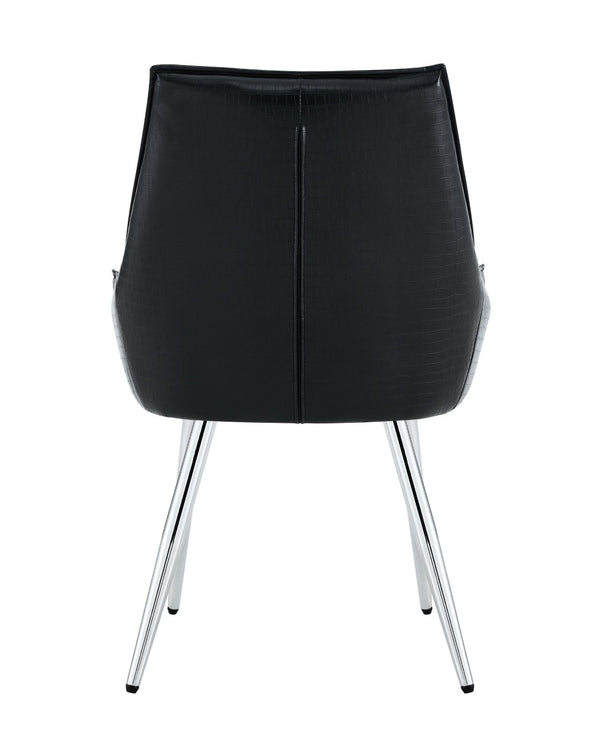 English Elm Crocodile Textured Pu Leather Accent Chair Diamond Tufted with Chrome Metal Legs W3493P456316