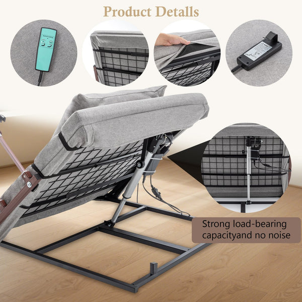 English Elm Electric Adjustable Bed Backrest With Remote Control - 300 Lbs Capacity, 4-68° Lift For Comfort & Support W1422P352937