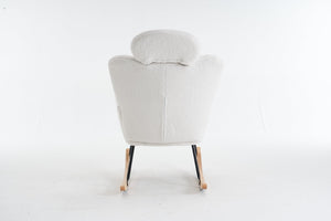 English Elm 055-teddy Plush Fabric Nursery Glider with High Back Support and Modern Rocking Base W527P228306