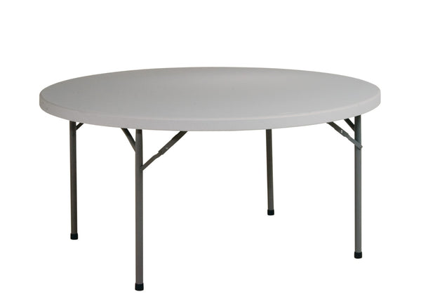 OSP Home Furnishings 48" Round Folding Table with Resin Top and Steel Frame for Parties or Workspace 60" BT60Q