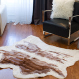 Homeroots Brown And White Animal Print Area Rug Brown,White Faux Leather 294238