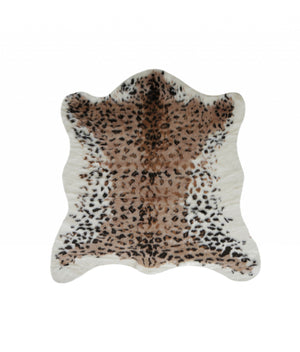 Homeroots 4' X 5' Ivory Black And Brown Faux Fur Leopard Print Area Rug  Faux Fur 294241
