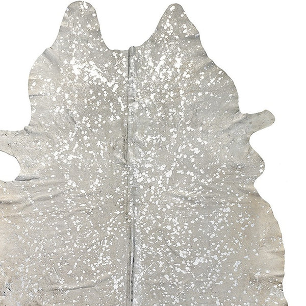 Homeroots 72" X 84" Gray And Silver Cowhide - Area Rug Grey,Silver Cowhide 294256