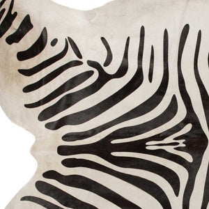 HomeRoots 6' X 7' Black Cowhide Area Rug – Premium Authentic Hide for Modern Spaces, Adds Warmth and Style Zebra Black On Off-White 294258