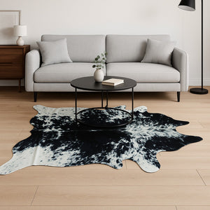 HomeRoots 6' Handmade Black and White Cowhide Area Rug - Unique Animal Print for Modern Décor & Durability 294260