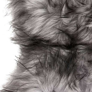 HomeRoots Metallic Silver Animal Print Sheepskin Rug - Unique Handcrafted Accent for Luxurious Interiors 294261