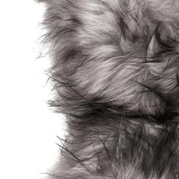 HomeRoots Metallic Silver Animal Print Sheepskin Rug - Unique Handcrafted Accent for Luxurious Interiors 294261