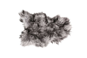 HomeRoots Metallic Silver Animal Print Sheepskin Rug - Unique Handcrafted Accent for Luxurious Interiors 294261