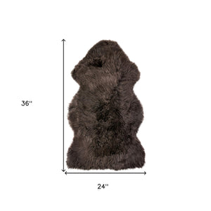 Homeroots 24" X 36" Chocolate Single Sheepskin Area Rug Chocolate Genuine Sheepskin 294266