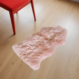 Homeroots 24" X 36" X 1.5" Pink Single Sheepskin - Area Rug Pink Genuine Sheepskin 294267