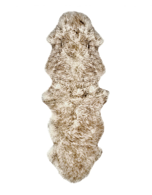 HomeRoots Gradient Chocolate Animal Print Sheepskin Area Rug - Luxurious, Unique Comfort for Modern Homes 294269
