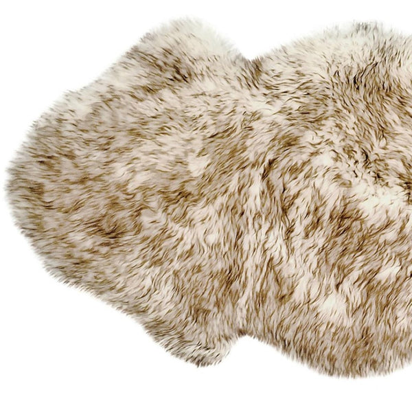 HomeRoots Gradient Chocolate Animal Print Sheepskin Area Rug - Luxurious, Unique Comfort for Modern Homes 294269