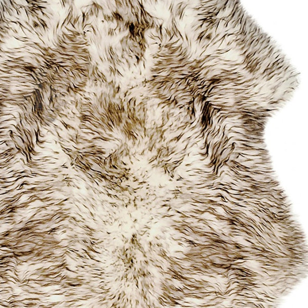 HomeRoots Gradient Chocolate Animal Print Sheepskin Area Rug - Luxurious, Unique Comfort for Modern Homes 294269