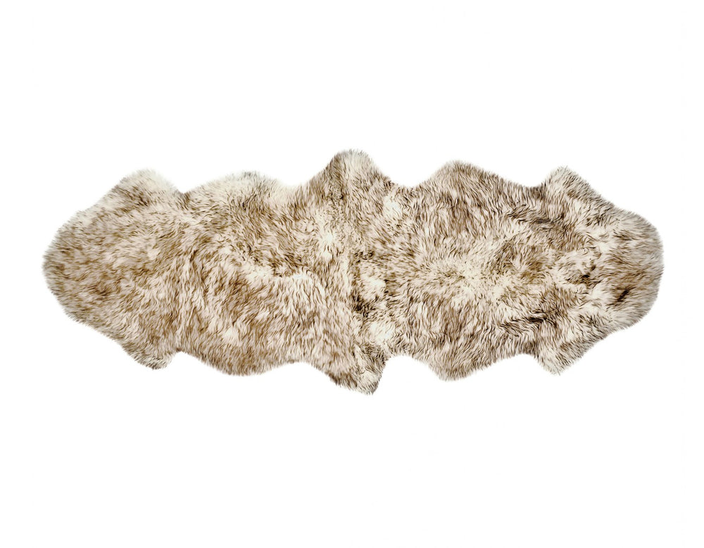 HomeRoots Gradient Chocolate Animal Print Sheepskin Area Rug - Luxurious, Unique Comfort for Modern Homes 294269