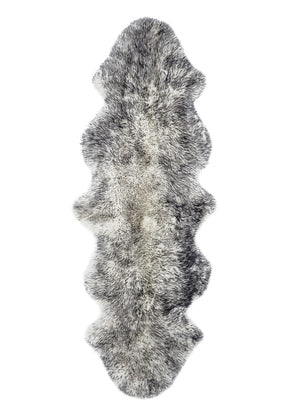 HomeRoots Gradient Grey Animal Print Sheepskin Rug - Luxurious, Handcrafted Accent for Stylish Home Décor 294270