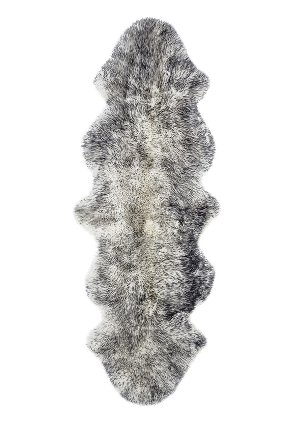 HomeRoots Gradient Grey Animal Print Sheepskin Rug - Luxurious, Handcrafted Accent for Stylish Home Décor 294270