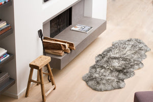 HomeRoots Gradient Grey Animal Print Sheepskin Rug - Luxurious, Handcrafted Accent for Stylish Home Décor 294270