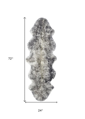 HomeRoots Gradient Grey Animal Print Sheepskin Rug - Luxurious, Handcrafted Accent for Stylish Home Décor 294270