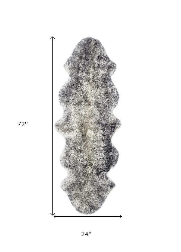 HomeRoots Gradient Grey Animal Print Sheepskin Rug - Luxurious, Handcrafted Accent for Stylish Home Décor 294270