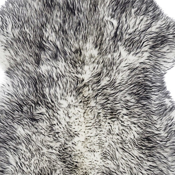 HomeRoots Gradient Grey Animal Print Sheepskin Rug - Luxurious, Handcrafted Accent for Stylish Home Décor 294270