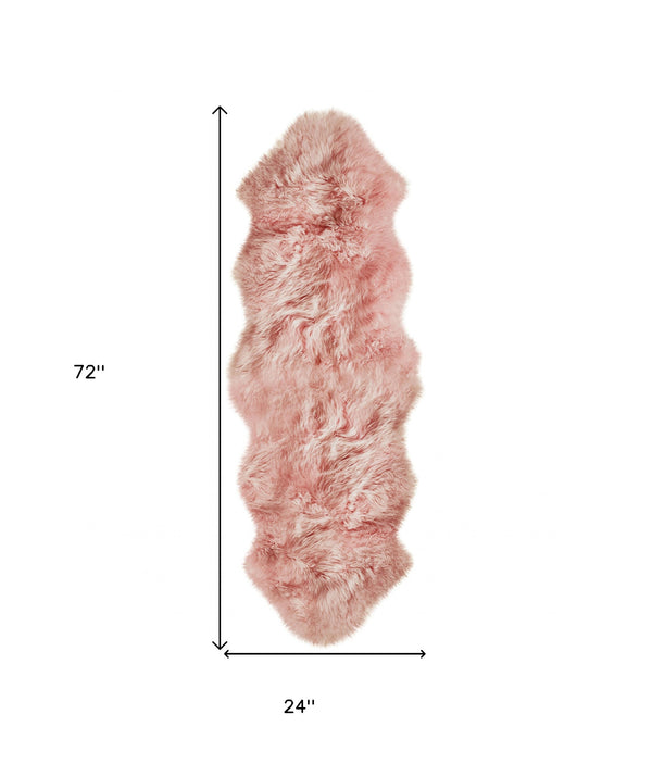 Homeroots Pink Animal Print Area Rug Pink Genuine Sheepskin 294271